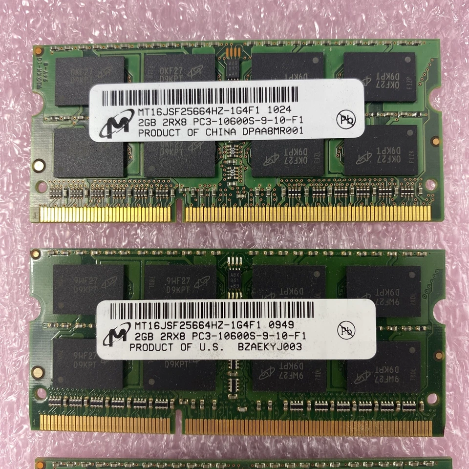 Lot( 4 ) 2GB Micron MT16JSF25664HZ-1G4F1 PC3-10600S DDR3 SO-DIMM 2Rx8 RAM - Image 2 of 4