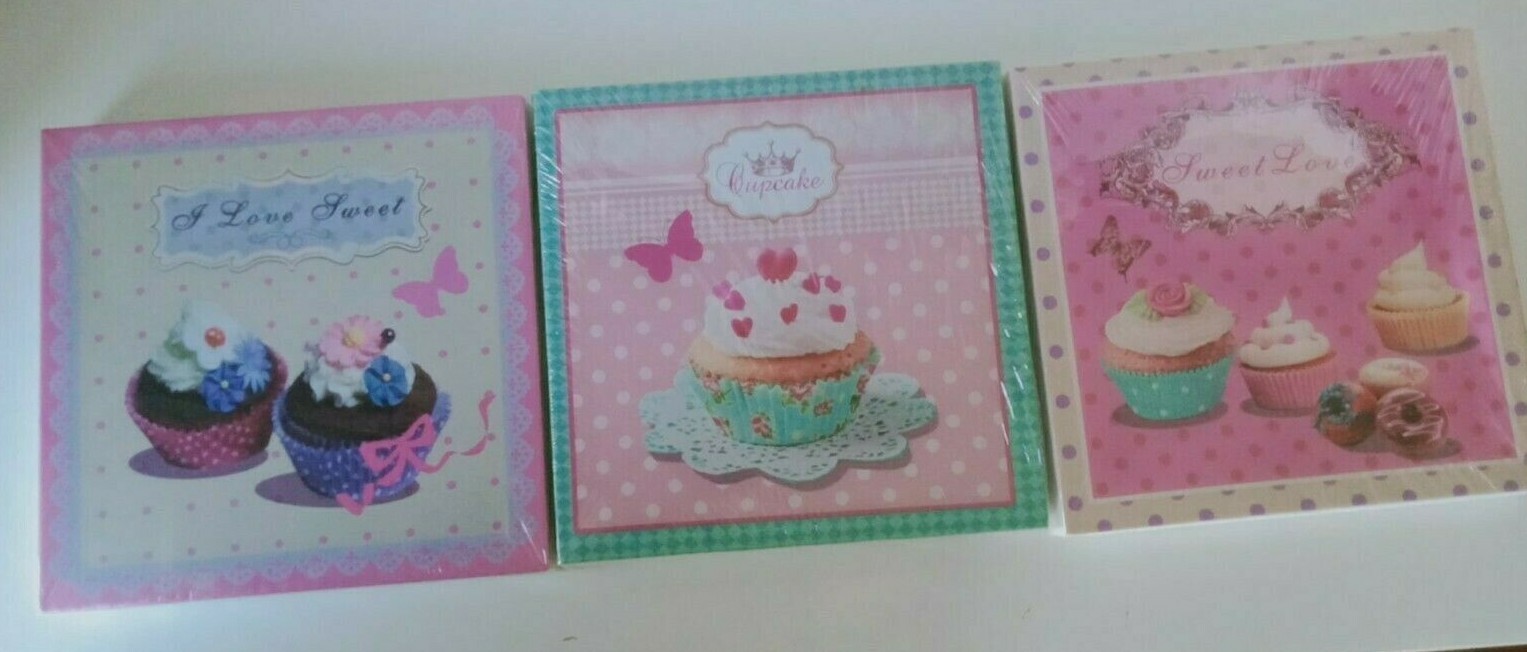 CUPCAKE CANVAS SET (3 Pack  20x20 cm. Each)-image
