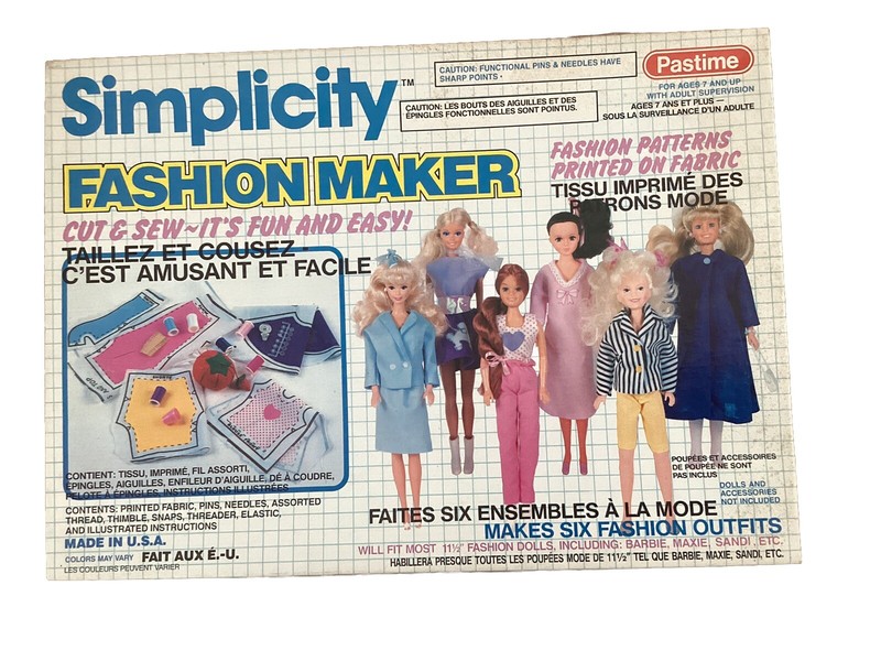 Vintage 1989 Pastime Simplicity Fashion Maker Crafting Kit NIB