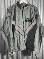 VINTAGE Windbreaker Army Jacket JWOD Skillcraft Large Gray Black 3M Reflective