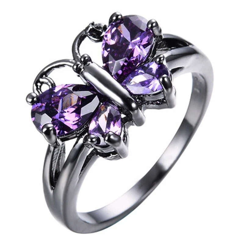 Amethyst butterfly ring deals