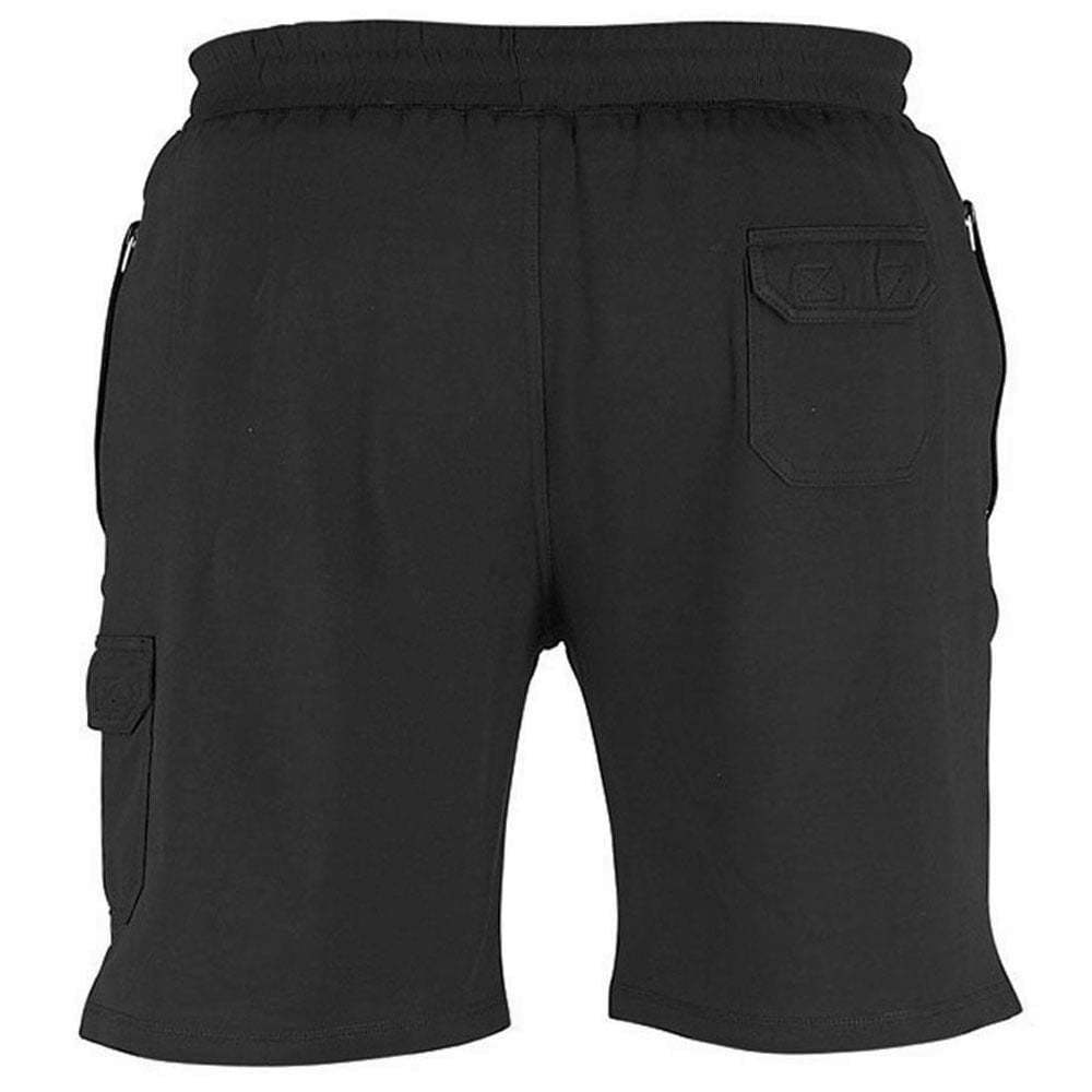 Mens D555 Casual Cargo Shorts 100 Cotton Black Elasticated Waist