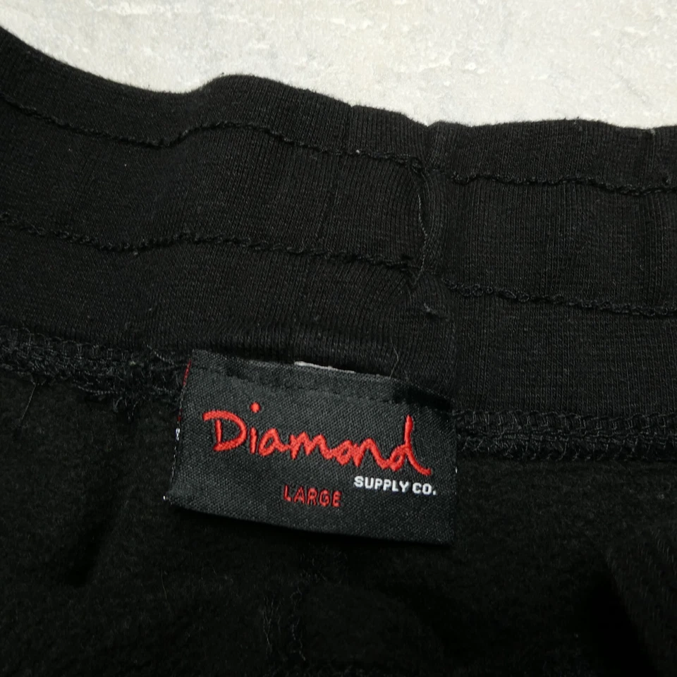 Diamond Supply Co. Sweat Shorts Size Large Black Fleece Elastic Waist Pockets - Image 3 of 4