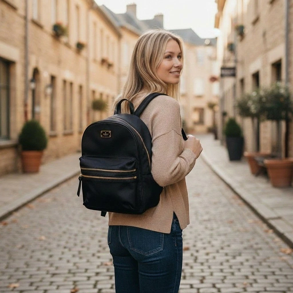 Kate Spade New York Chelsea Medium Backpack Black Nylon Gold Hardware WKR00574 Kate Spade Chelsea Large Backpack Bag in Black wkr00574  main image 4