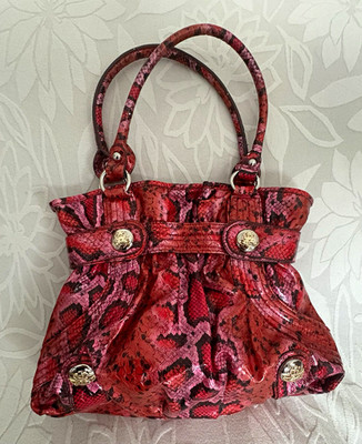 Kathy Van Zeeland Animal Print Satchel Top Handle Bag Pink Red Black Magnetic