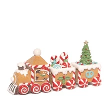 Christmas Gingerbread Man Train Decoration Xmas Figurines Winter Decor Handma...