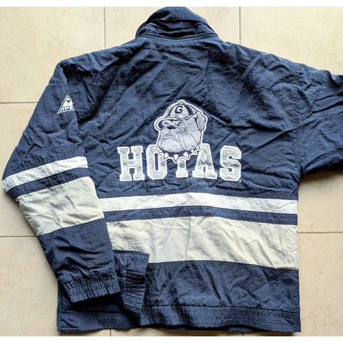 Georgetown Hoyas 90s APEX puffer 1/2 jacket pullover M navy NCAA University vtg - Picture 2 of 6