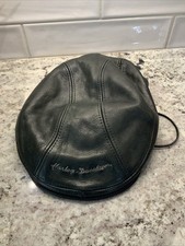 Vintage Harley Davidson Black Leather Astor News Boy ,Gatsby,Cap Made in USA S/M