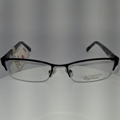 Tigress TGS 108 001 Shiny Black Eyeglass Frames 53-18-130 NWT