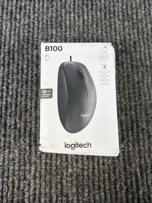 Logitech B100 Corded Mouse Wired USB 2.0 Computers Laptops Left/Right Ambidextro