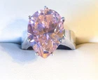 Vintage Sterling Silver Faceted Large Pink Topaz Ring Size 7
