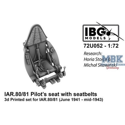 IBG-Modellbau IBG72U052 IAR.80/81 Pilot's seat w/ seatbelts (06/41-mid 43)