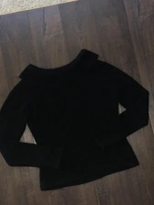 Vintage 80s 90s Gitano Onyx Raven Cowl Knit Sweater Silk Angora Blend Blouse Top