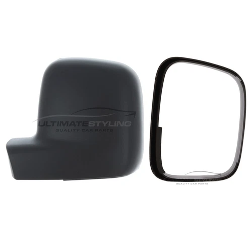 VW Transporter T5 Wing Door Mirror Frame & Cover Cap Black Passenger Side Left