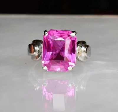 10 Ct Natural Mogok Pink Ruby 925 Sterling Certified Silver Ring   All Sizes
