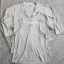 Live 2 Lounge 3 piece Pajama Set Women L  Gray Cardigan Shirt Tank Comfort Soft