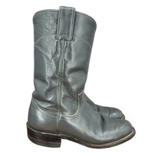 Justin Western Boots Girls 4 B Gray Leather Cowgirl Roper L3056 Botas USA Made