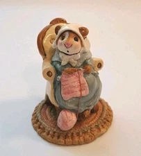 1981 Wee Forest Folk Mouse Figurine, Pearl Knit Mouse, Annette Petersen, M-059