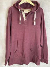 Normal Brand Puremeso Hoodie Men's XL Maroon Henley Pullover Bear Sweatshirt