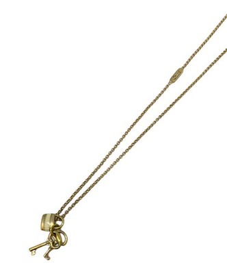 Authentic Chloe key padlock charm Necklace Pendant Accessories Gold Logo Women's