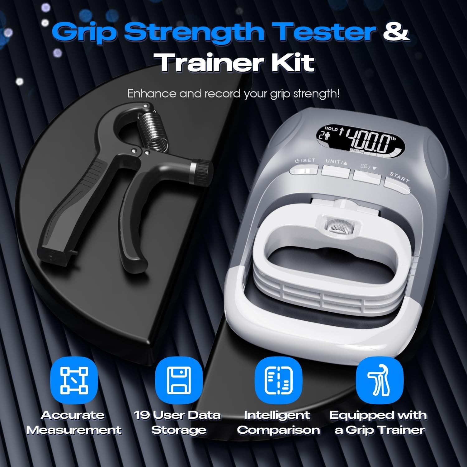 Electronic Grip Strength Tester With Adjustable Hand Gripper, Hand Dynamometer o