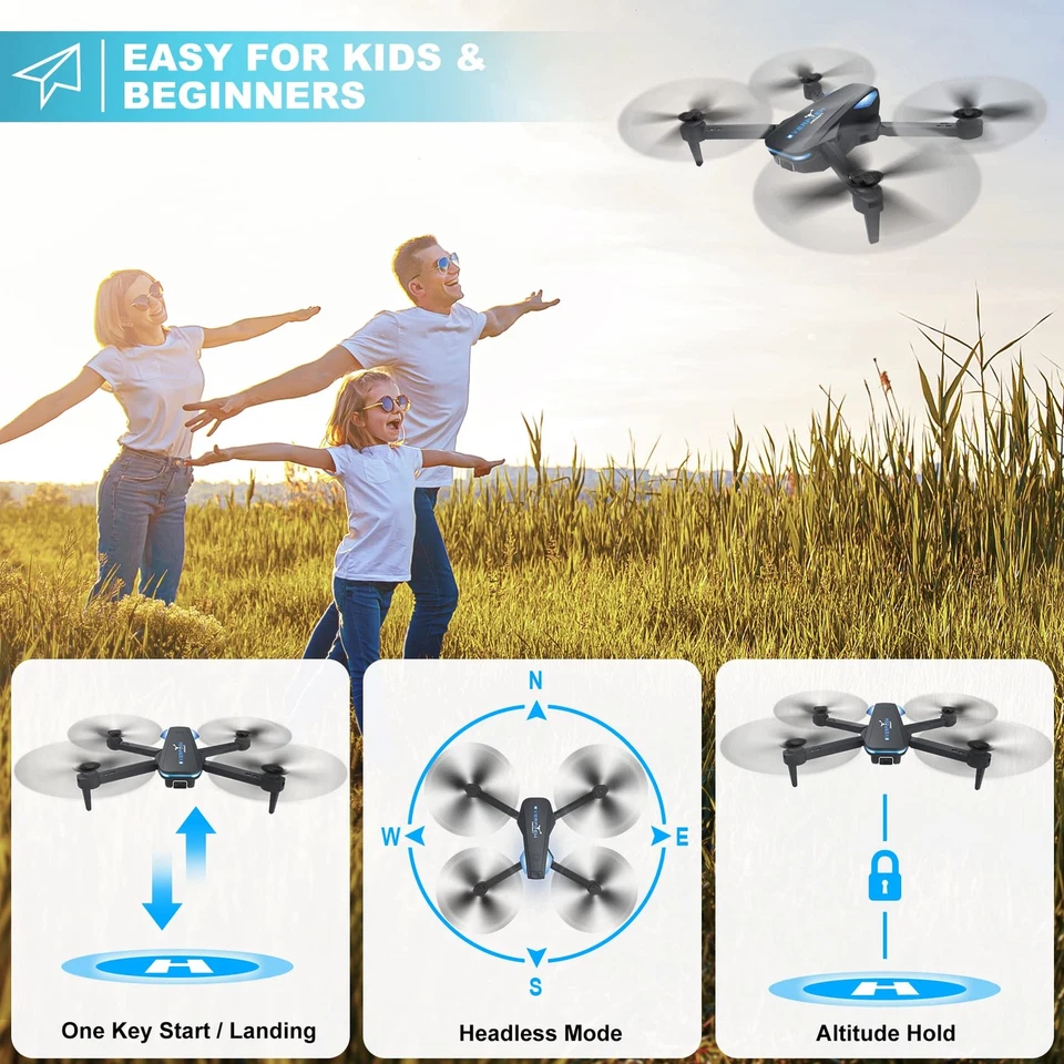 Drone with 1080P Camera for Beginners and Adults, Foldable Remote Control Qua... - Image 3 of 4