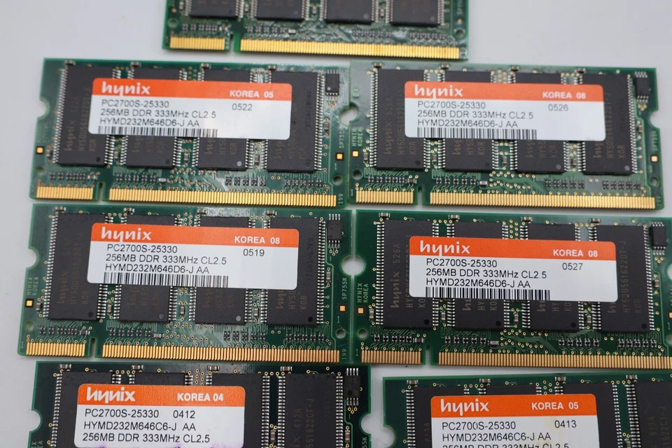 9- Hynix 256MB DDR PC2700S-25330 333MHz CL2.5 HYMD512M646D6-J AAMemory RAM - Image 4 of 4