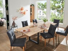 Ausziehtisch 180(230)x90cm Massivholz Tisch Wildeiche & Metall schwarz NEU OVP!