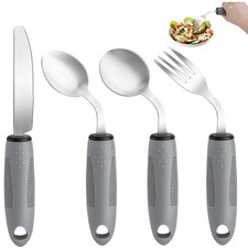Weighted Adaptive Utensils, 4Pcs Weighted Utensils for Hand Tremors, 45 Angle...