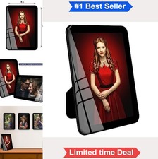 4x6 Picture Frame Black Tempered Glass Rounded Corners Wall Tabletop Display