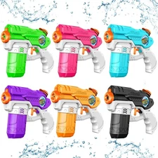 "6 Pack Water Guns - Long Range Soaker Blasters for Kids and Adults"