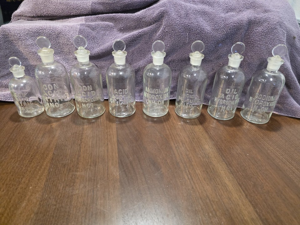Vintage T.C. Wheaton Co Glass Embossed Apothecary Bottles Set of
