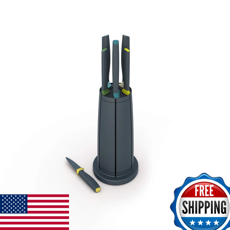 Joseph Joseph Elevate Knives 5 Piece Carousel Set Rotating Knife Block