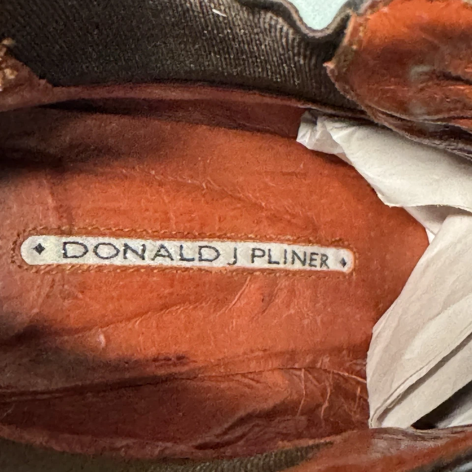 Donald Pliner Coastera Vaquera Punta Tejido Marrón Cuero Botines Talla 6M Foto 4 de 4