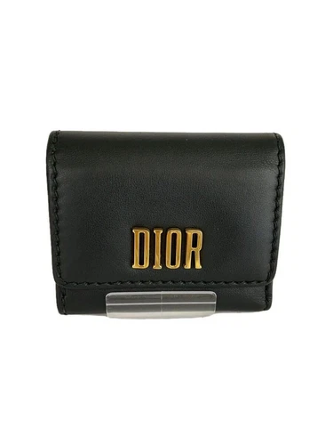 Portefeuille Christian Dior plié triple cuir noir femme occasion
