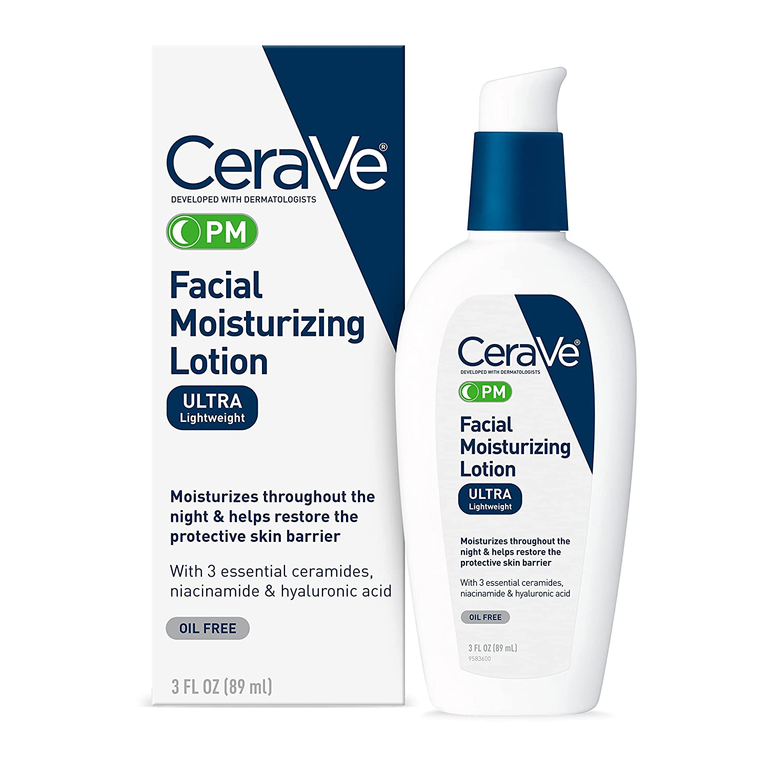CeraVe PM Facial Moisturizing Night Cream with Hyaluronic Acid & Niacinamide