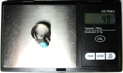 PAIR Navajo Old Pawn 3 STONE ROW Coral Turquoise Silver Native American RINGS s4 - Picture 22 of 24