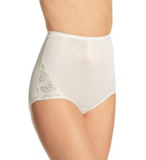 Three Shadowline Nylon Full cut Briefs with side lace Style 17082 Size 9 Ivory