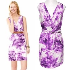 Banana Republic Purple Tie Dye Sheath Dress Tie Waist Party Wedding Office 8