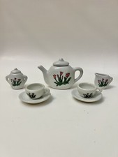 Miniature Mini Children's Tea Set Tulip Pattern Design 7 Pieces