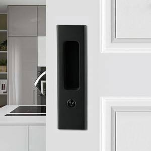 Black Zinc Alloy Wood Door Handle Lock With Keys For Interior