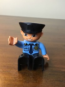 Lego Duplo Police Officer Blue Uniform Hat Tie Mini Figure Replacement Part