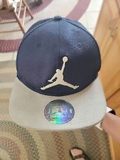NWT-MICHAEL JORDAN-Jumpman Brand Youth Cap/Hat Size 4/7 Stretch NavyBlue/Grey