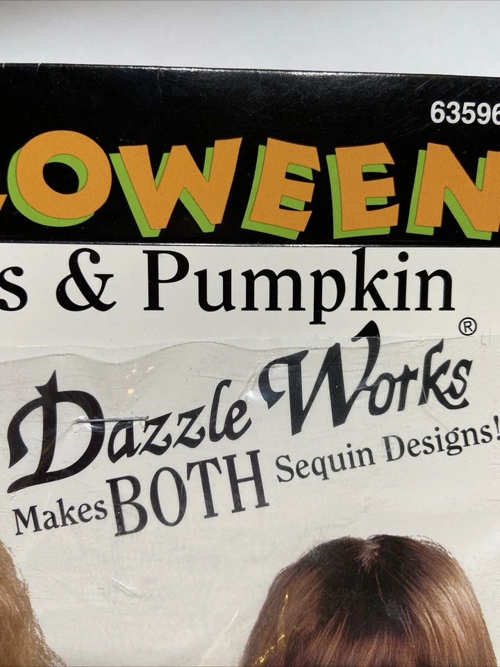 Kit de lentejuelas vintage Bucilla Halloween Boo Bats & Pumpkin Dazzle Works #63596 '93 Foto 4 de 4