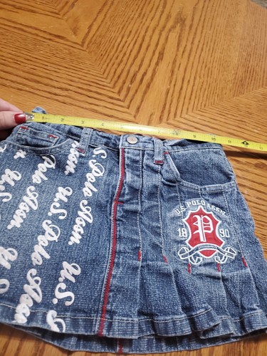 VTG U S Polo Assn. Jean Skirt Girls Youth 6 Skort Pleated Pockets Retro Cute - Picture 2 of 15