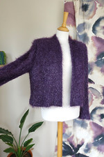Kirsten Krog Design Danish Purple Wool & Angora Blend Sparkly Jacket Size 14