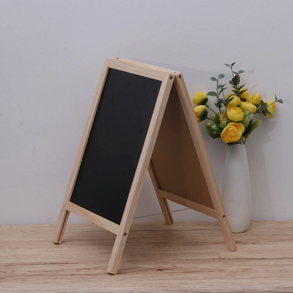 Wooden Stand Double Side Message Draw Board White and Black Display Chalkboard - Image 4 of 4