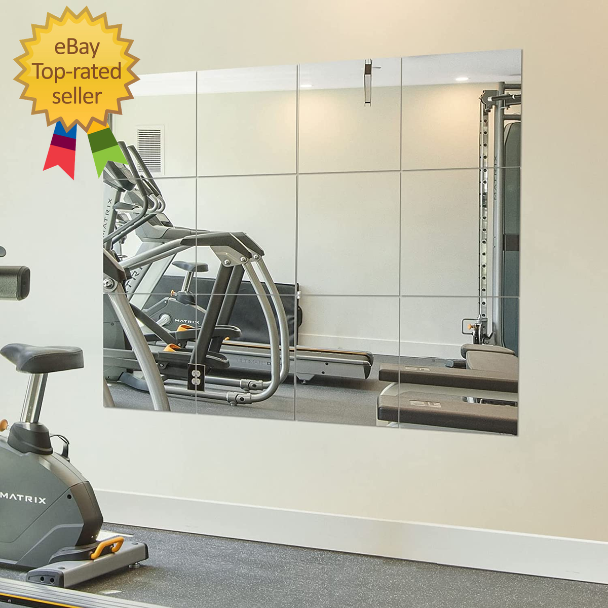 Home Gym Mirrors 12 Inch X 12Pcs Wall Mounted Mirror Glass