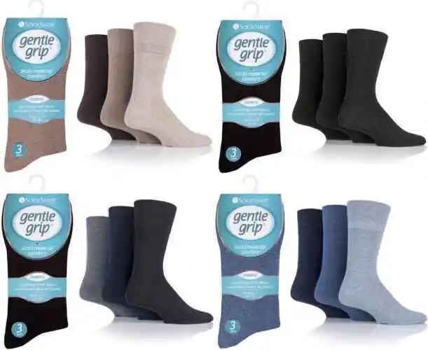 12 Pairs Mens Gentle Grip Seamless Diabetic Socks UK 6-11