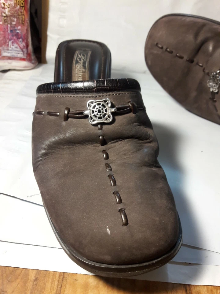 Tacones de cuña y mulas Brighton de gamuza nobuck negro Italia 8 1/2M Foto 3 de 4